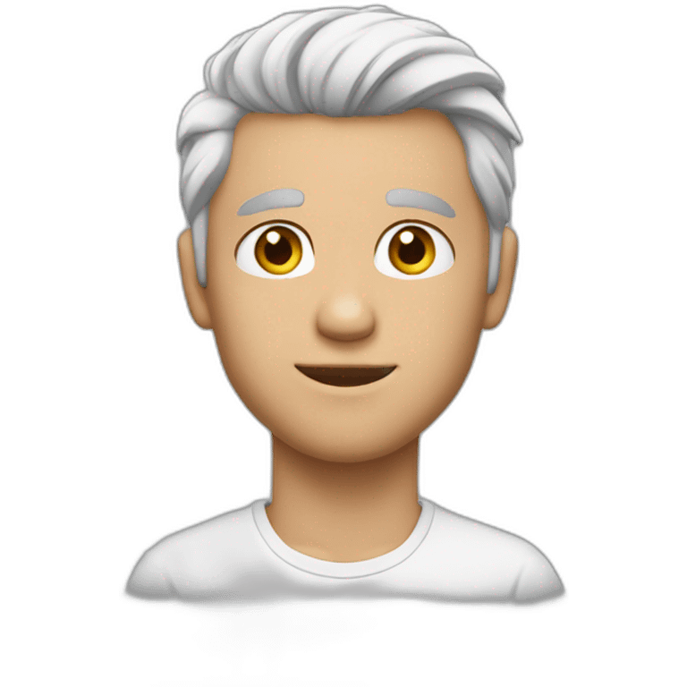 Chad face, jaw line, white hair, ear ring, young man emoji