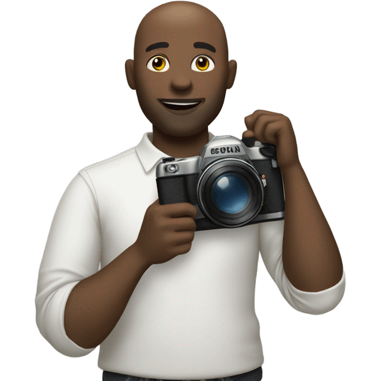 Bald black guy with camera emoji