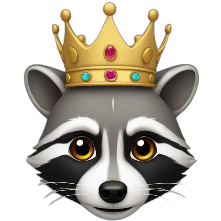 raccoon head with crown emoji