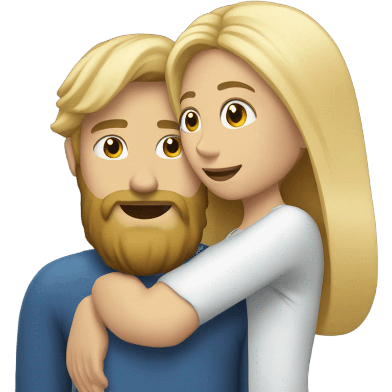 blonde woman long hair, hugging a blonde man with beard. he short hair emoji