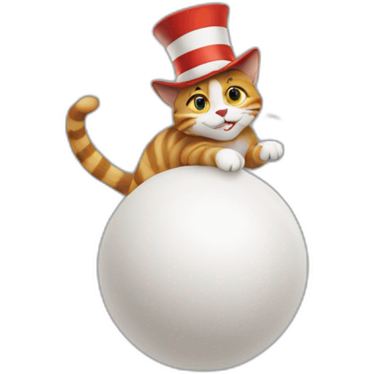 cat in the hat balancing on a ball emoji