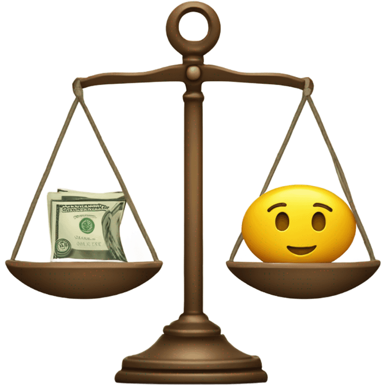 Scales between love and money emoji