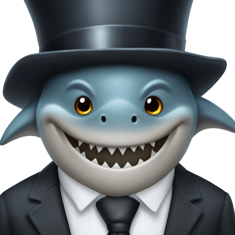 Shark with a top hat emoji