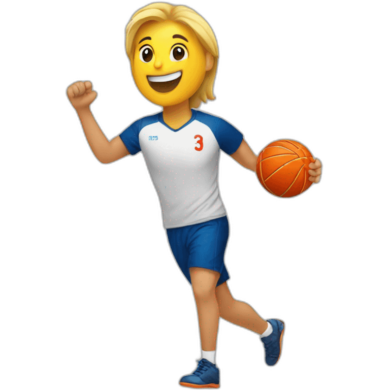 a handball with a smile emoji