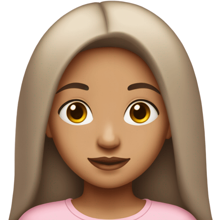 A light brown skinned girl, with long straight black hair, standing in baby pink clothes emoji