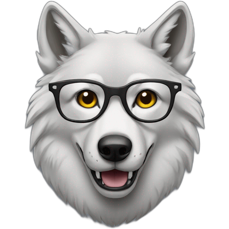 wolf wearing glasses emoji