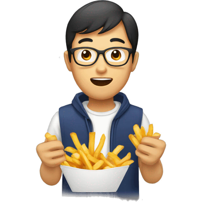 asiat people eat french fries emoji