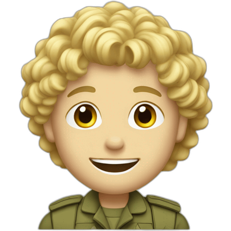 A happy young soldier with a not toolong curly blond hair emoji