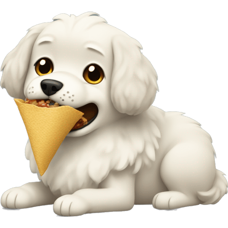 Fluffy dog eating a burrito  emoji