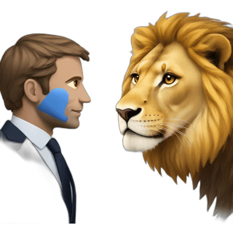 Macron with a lion  emoji