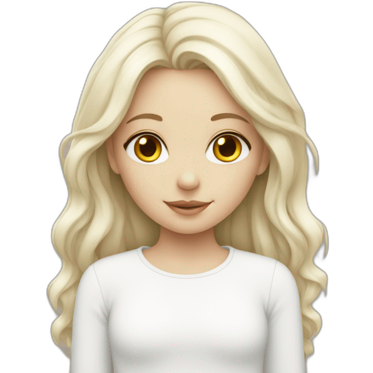 A girl with white skin around her white hearts. emoji