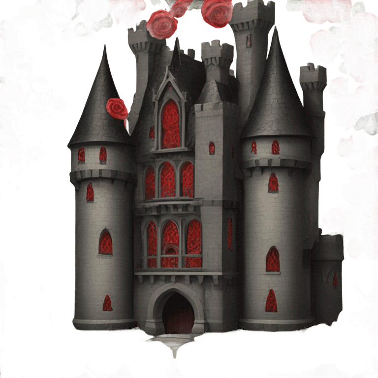 Black and red gothic castle with roses emoji