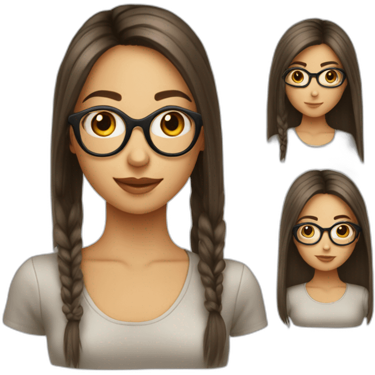 Fille cheveux lisses long lunettes emoji