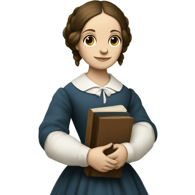 Charlotte Bronte holds a book in her hand emoji