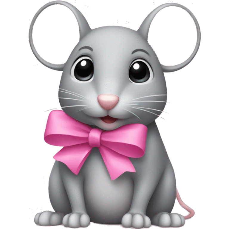 gray mouse with pink bow emoji