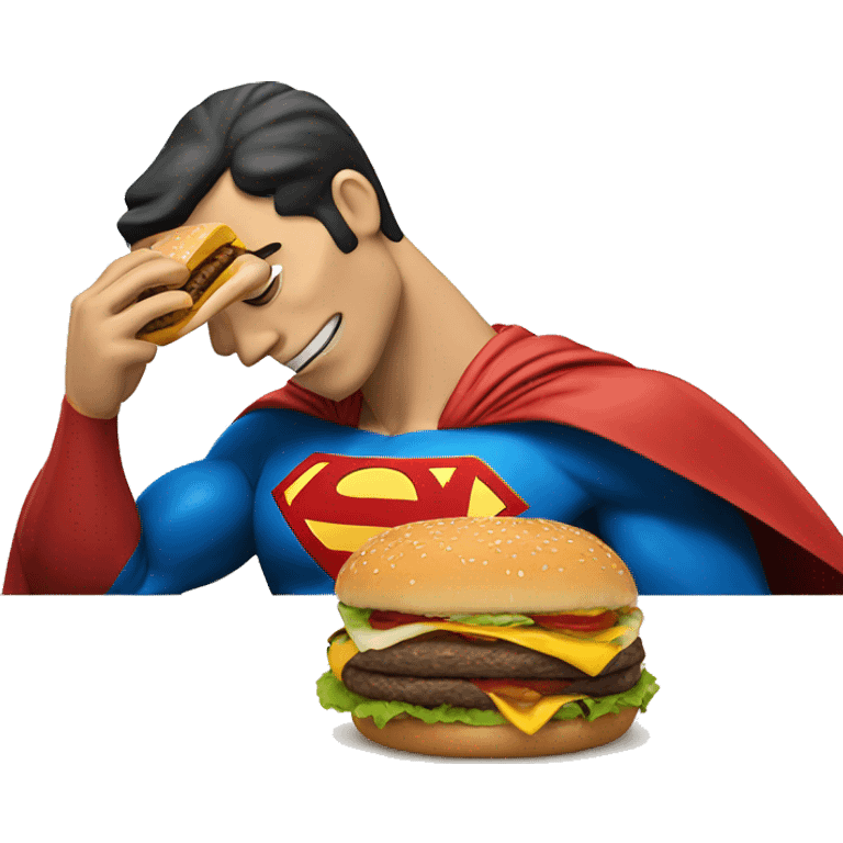 Superman eating a cheeseburger emoji