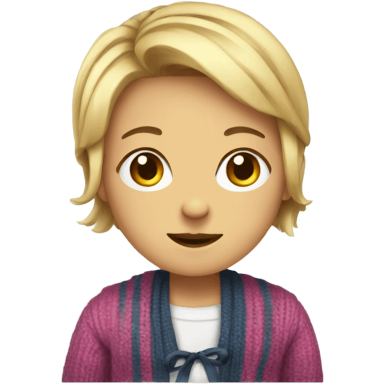 A feminine boy with a cardigan with ribbons emoji