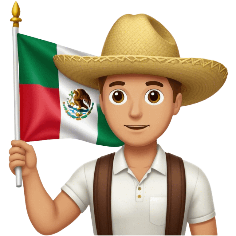 White man holding Mexican flag emoji