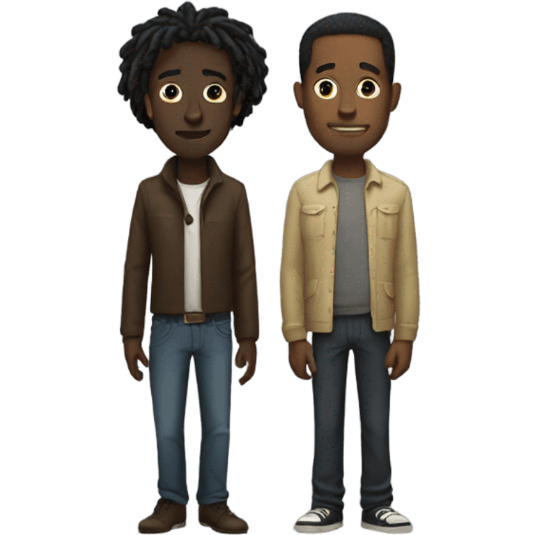 Short black man with dreads standing next too tall black man emoji