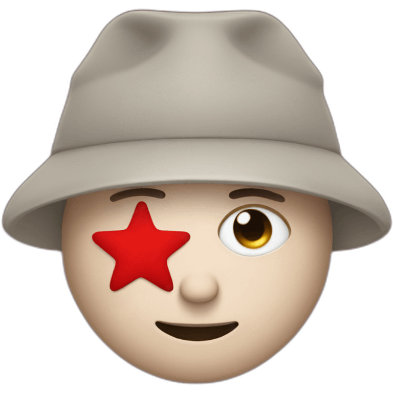 person with ushanka hat and a red star covering his eye emoji