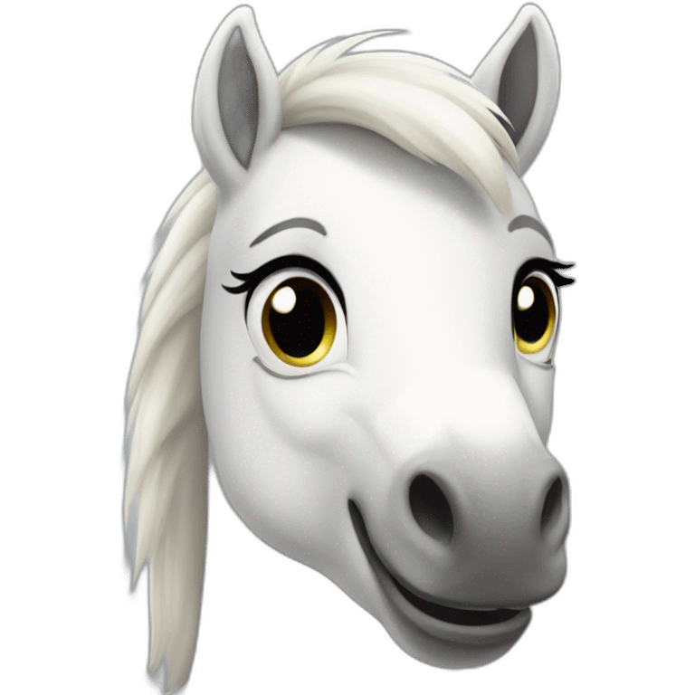 Happy white pony emoji