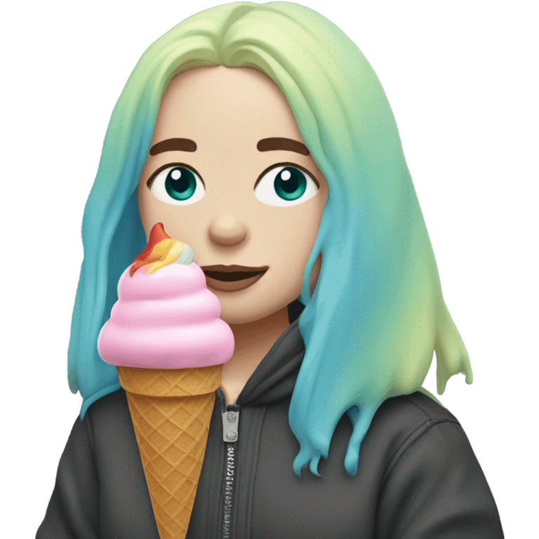 Billie Eilish holding ice cream emoji