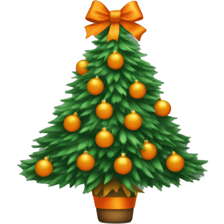 A Christmas tree with orange bows on it emoji