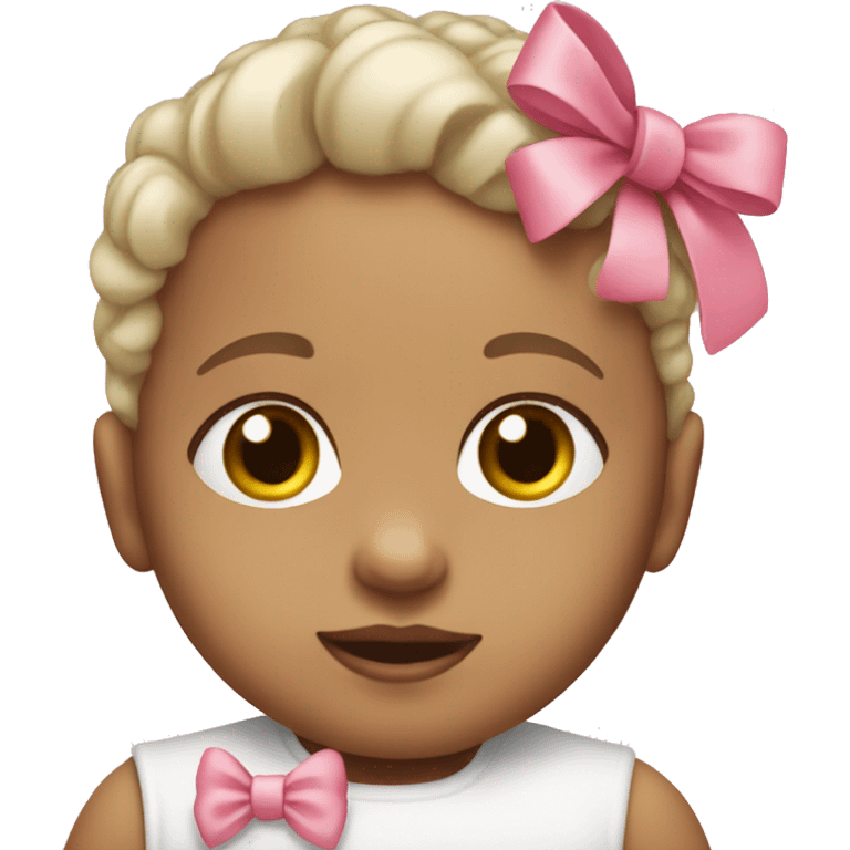 white baby wearing a pink bow emoji