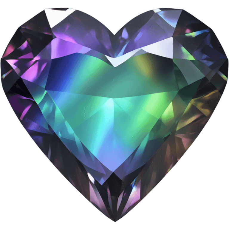 Dark Heart shaped 56-carat iridescent diamond emoji