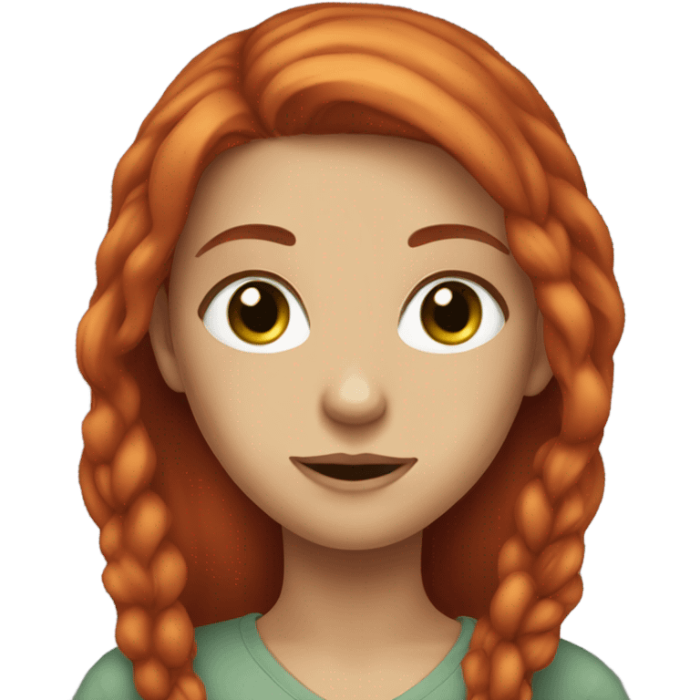 a girl with long red hair and grey-green eyes emoji