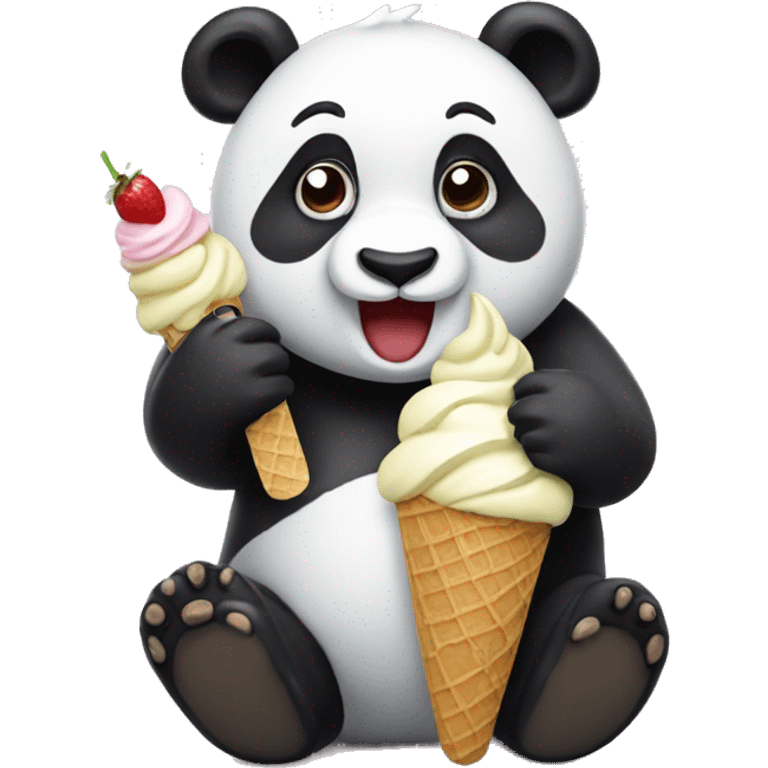 Panda eating ice cream emoji