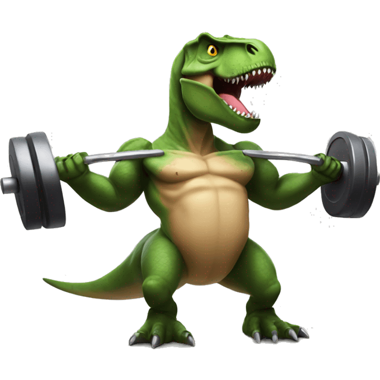 T-Rex lifting weights emoji