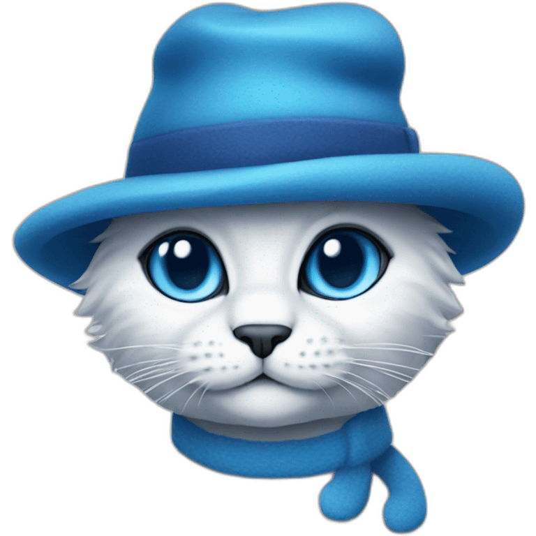 blue smurf cat with blue furr in hat emoji