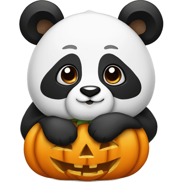 Panda with a pumpkin on its head emoji