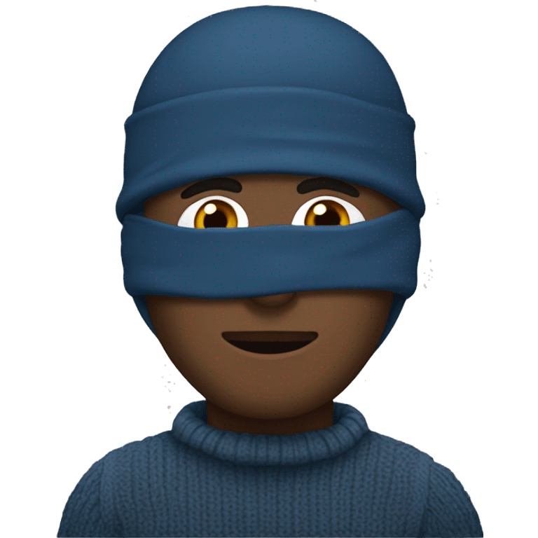 a man with balaklava, and gray-blue sweater emoji