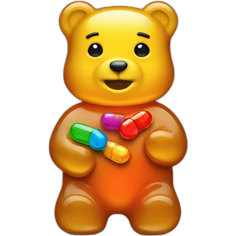 Gummy bear with pills emoji