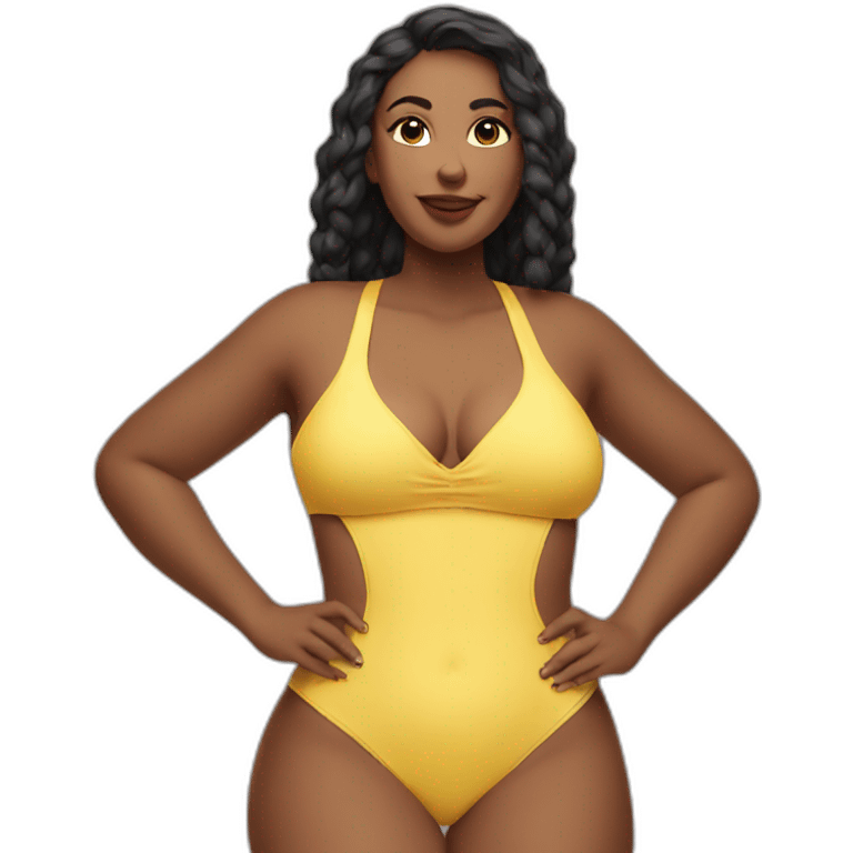 Slim-Thicc caucasian woman swimsuit posing emoji