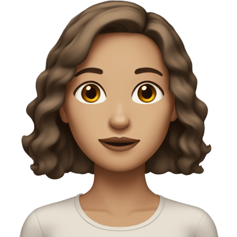 women with middle brown hair length, a little bit of make up,  emoji