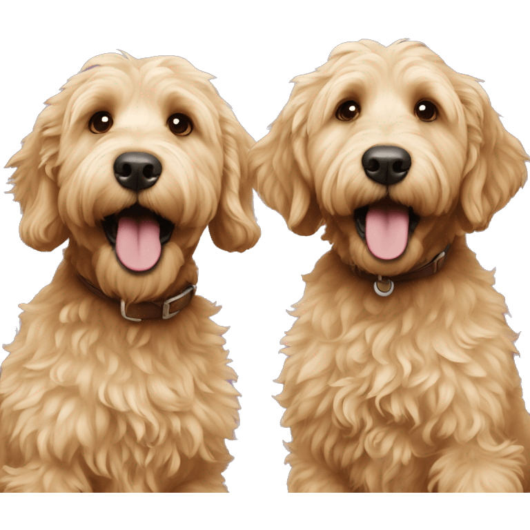 two golden labradoodles playing emoji