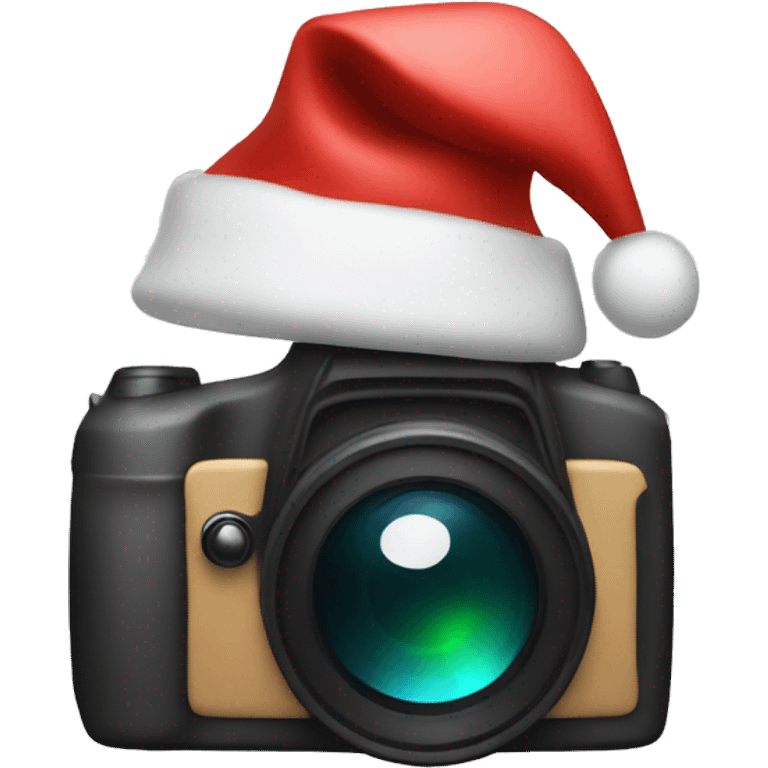 Camera with christmas hat emoji