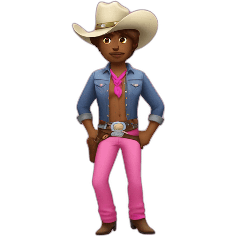 gay cowboy with fluffy pink cowboy hat and line dancing emoji