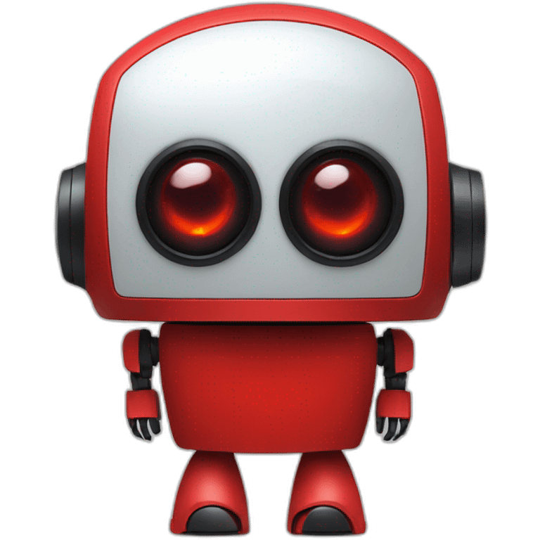 red robot with a black domed display head and red eyes emoji