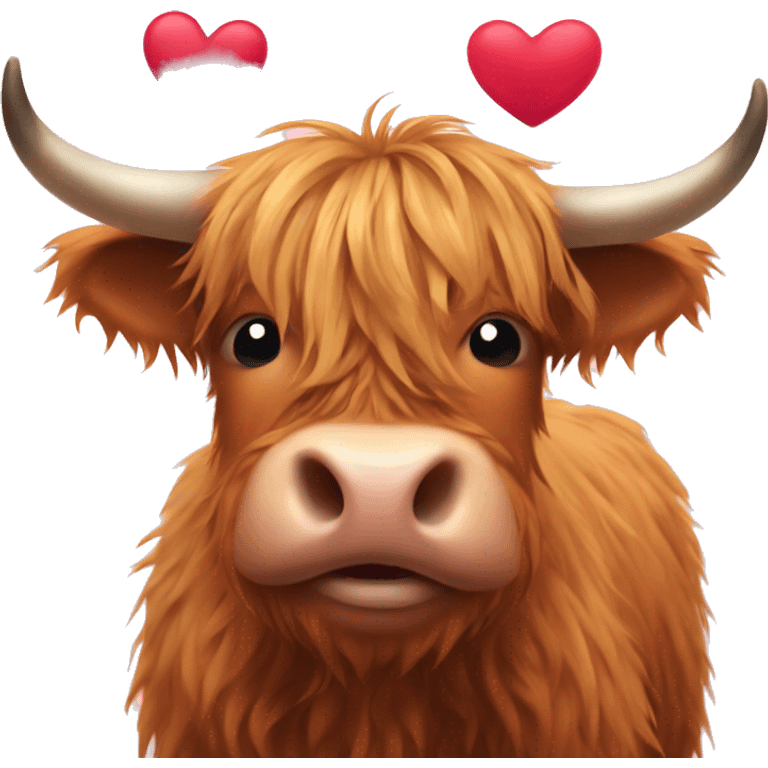 highland cow with hearts emoji