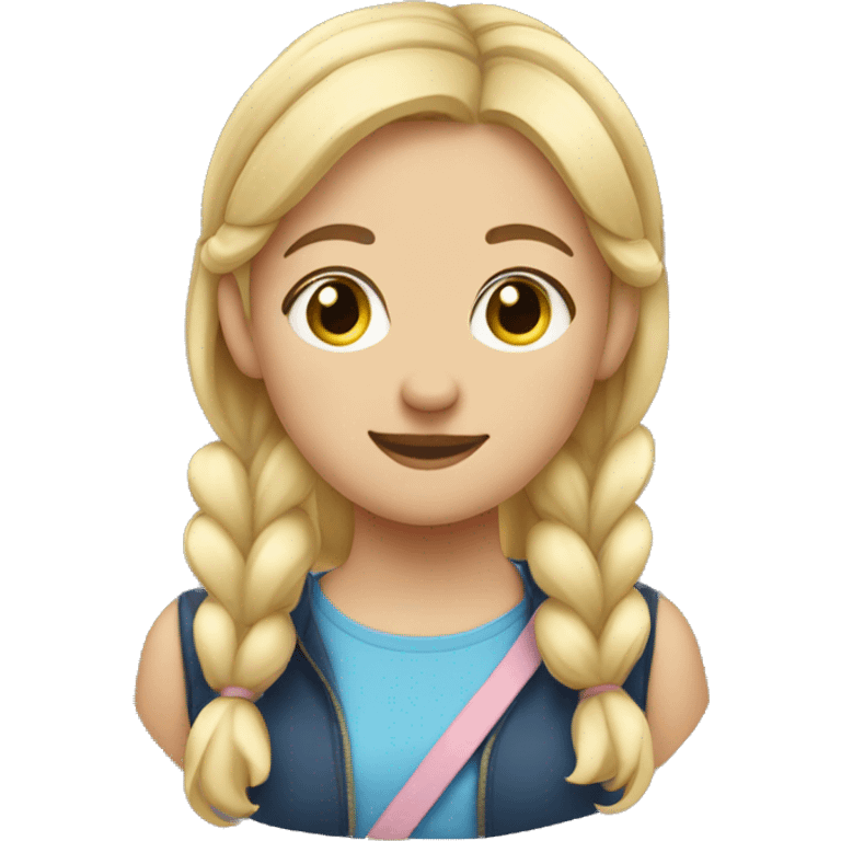 Cute girl with to pigtails blonde hair emoji