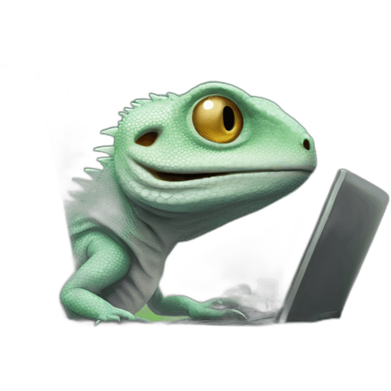 Lizard working on a computer emoji