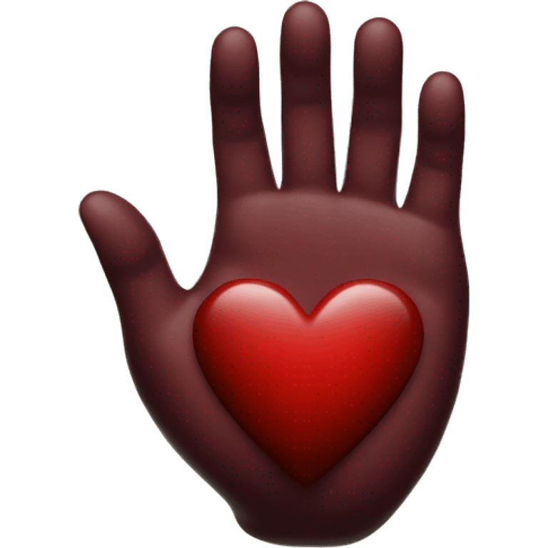 Dark red heart wlth hand emoji