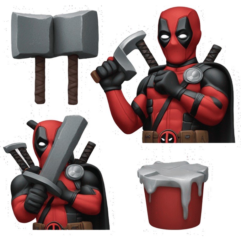 Deadpool with thors hammer emoji