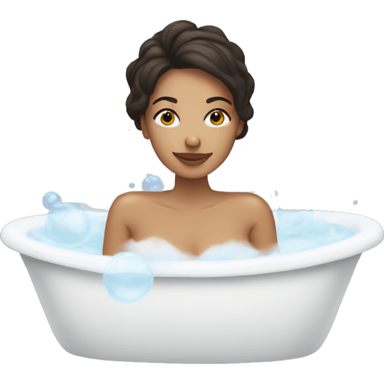 Brunette Woman taking a bubble bath emoji