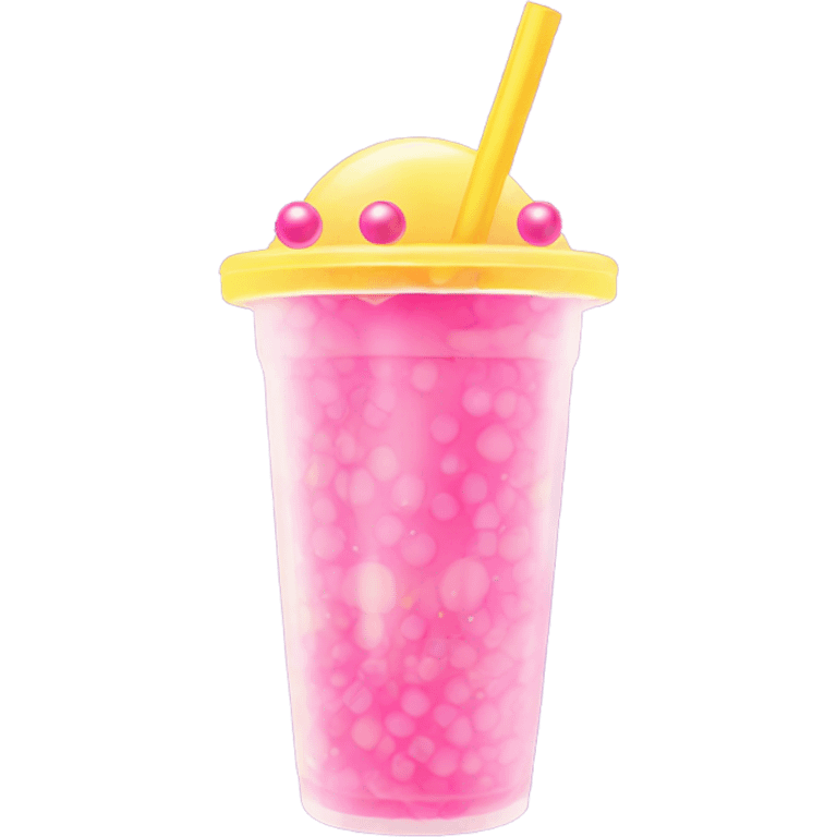 Pink and yellow Bubble tea emoji