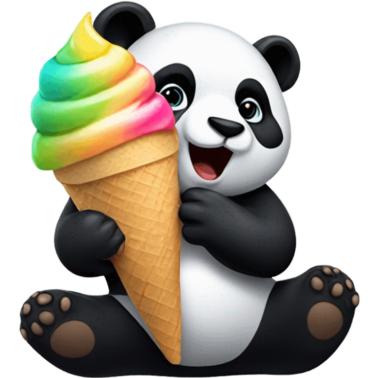 Panda eating ice cream emoji